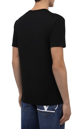 Мужская хлопковая футболка DOLCE & GABBANA черного цвета, арт. G8KJ9T/FU7EQ | Фото 4 (Принт: Без принта; Рукава: Короткие; Длина (для топов): Стандартные; Материал внешний: Хлопок; Стили: Кэжуэл; Статус проверки: Проверена категория)