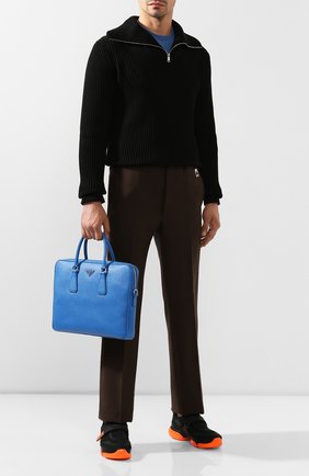 Мужской синий кожаный портфель Prada, арт. 2VE368-9Z2-F0NOF купить в ЦУМ | Фото №2 Кожаный портфель Prada синий | Фото №2