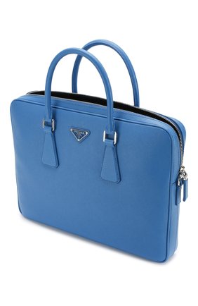 Мужской синий кожаный портфель Prada, арт. 2VE368-9Z2-F0NOF купить в ЦУМ | Фото №4 Кожаный портфель Prada синий | Фото №4