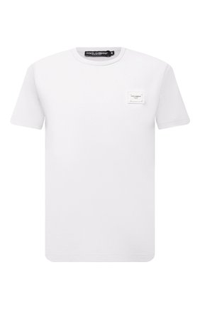 Мужская хлопковая футболка DOLCE & GABBANA белого цвета, арт. G8KJ9T/FU7EQ | Фото 1 (Принт: Без принта; Рукава: Короткие; Длина (для топов): Стандартные; Материал внешний: Хлопок; Стили: Кэжуэл; Статус проверки: Проверена категория)