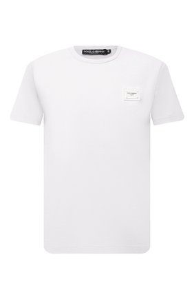 Мужская хлопковая футболка DOLCE & GABBANA белого цвета по цене 36300 руб., арт. G8KJ9T/FU7EQ | Фото 1 Мужская хлопковая футболка DOLCE & GABBANA белого цвета, арт. G8KJ9T/FU7EQ | Фото 1 (Материал внешний: Хлопок; Статус проверки: Проверена категория; Рукава: Короткие; Длина (для топов): Стандартные; Принт: Без принта; Стили: Кэжуэл)