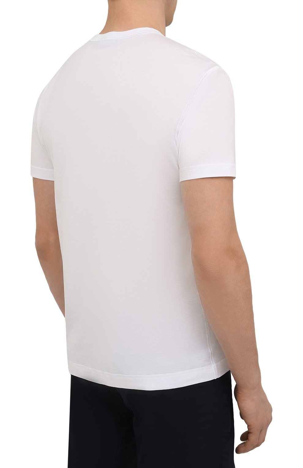 Мужская хлопковая футболка DOLCE & GABBANA белого цвета, арт. G8KJ9T/FU7EQ | Фото 4 (Принт: Без принта; Рукава: Короткие; Длина (для топов): Стандартные; Материал внешний: Хлопок; Стили: Кэжуэл; Статус проверки: Проверена категория)