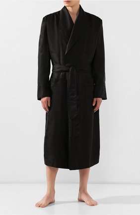 Мужской шелковый халат DOLCE & GABBANA черного цвета по цене 216500 руб., арт. G0936T/FJ1GM | Фото 2 Мужской шелковый халат DOLCE & GABBANA черного цвета, арт. G0936T/FJ1GM | Фото 2