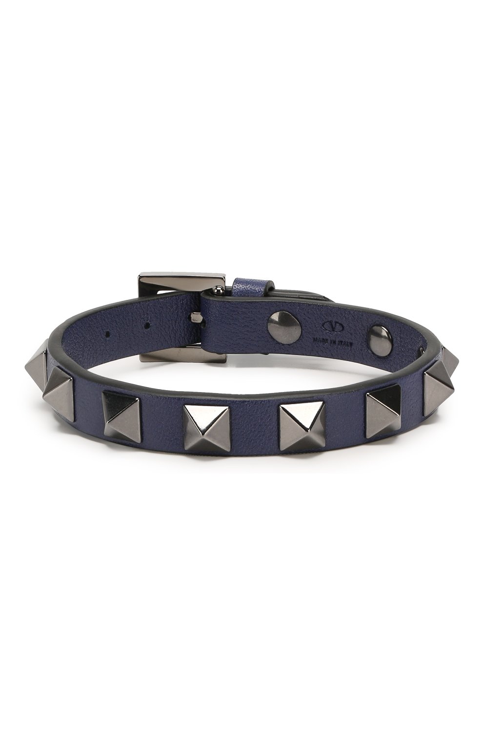 Мужской кожаный браслет rockstud mini VALENTINO синего цвета, арт. SY2J0801/VH3 | Фото 1 (Материал: Натуральная кожа; Статус проверки: Проверена категория)