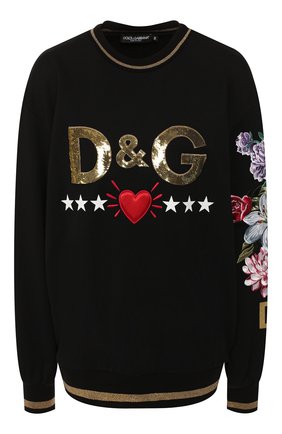 Женский хлопковый свитшот DOLCE & GABBANA черного цвета по цене 99800 руб., арт. F9E30Z/G7TBG | Фото 1 Женский хлопковый свитшот DOLCE & GABBANA черного цвета, арт. F9E30Z/G7TBG | Фото 1