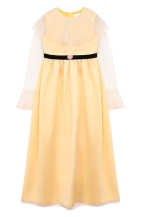 Детское шелковое платье BIBIONA желтого цвета, арт. ABS25FW18_ | Фото 1 (Рукава: Длинные; Материал внешний: Шелк; Девочки Кросс-КТ: Платье-одежда; Статус проверки: Проверена категория)