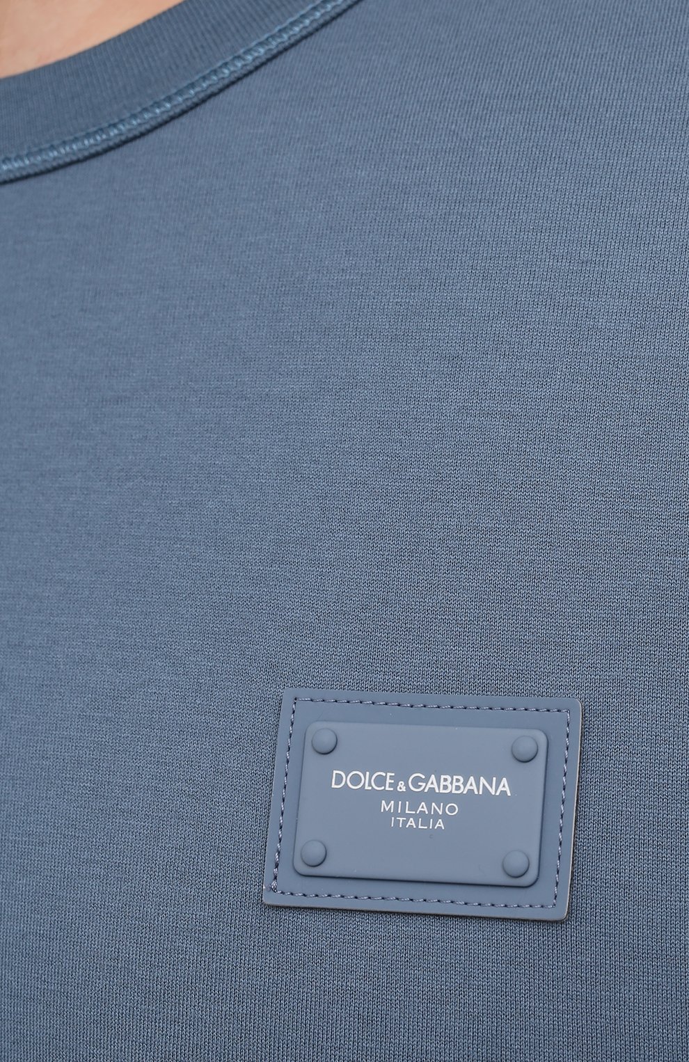 Мужская хлопковая футболка DOLCE & GABBANA голубого цвета, арт. G8KJ9T/FU7EQ | Фото 5 (Принт: Без принта; Рукава: Короткие; Длина (для топов): Стандартные; Материал внешний: Хлопок; Статус проверки: Проверено, Проверена категория; Стили: Кэжуэл)