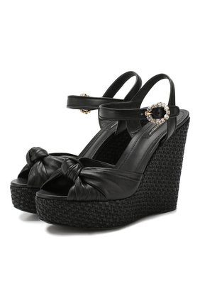 Женские кожаные босоножки bianca DOLCE & GABBANA черного цвета по цене 59500 руб., арт. CZ0219/AA703 | Фото 1 Женские кожаные босоножки bianca DOLCE & GABBANA черного цвета, арт. CZ0219/AA703 | Фото 1