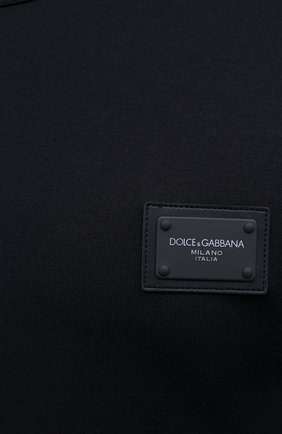 Мужская хлопковая футболка DOLCE & GABBANA темно-синего цвета, арт. G8KJ9T/FU7EQ | Фото 5 (Принт: Без принта; Рукава: Короткие; Длина (для топов): Стандартные; Материал внешний: Хлопок; Стили: Кэжуэл; Статус проверки: Проверена категория)