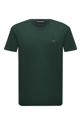 Мужская хлопковая футболка DOLCE & GABBANA темно-зеленого цвета, арт. G8KJ9T/FU7EQ | Фото 1 (Статус проверки: Проверено, Проверена категория; Материал внешний: Хлопок; Рукава: Короткие; Длина (для топов): Стандартные; Принт: Без принта; Стили: Кэжуэл)