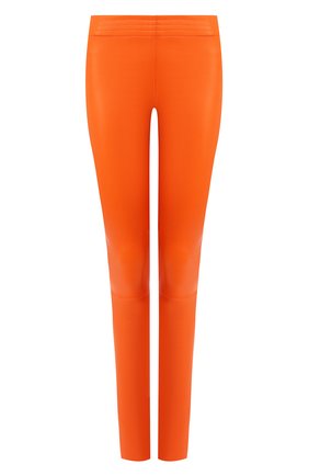 Женские кожаные леггинсы DROME оранжевого цвета, арт. DPD1717C/D074C | Фото 1 (Женское Кросс-КТ: Леггинсы-одежда, Кожаные брюки; Длина (брюки, джинсы): Стандартные, Удлиненные; Стили: Кэжуэл; Статус проверки: Проверена категория; Материал внешний: Натуральная кожа)