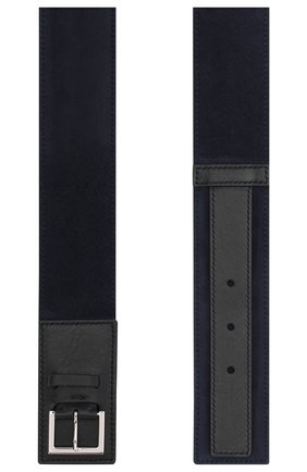 Женский кожаный ремень LORO PIANA темно-синего цвета, арт. FAI7022 | Фото 2 (Статус проверки: Проверено, Проверена категория; Материал: Натуральная кожа)