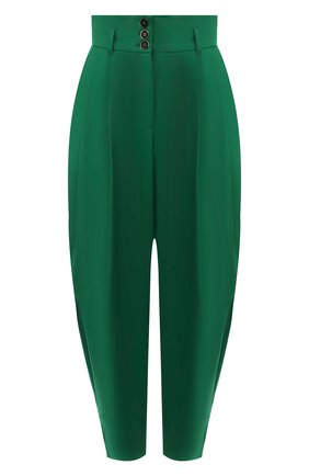 Женские хлопковые брюки DOLCE & GABBANA зеленого цвета, арт. FTBJGT/FUFIS | Фото 1 (Длина (брюки, джинсы): Стандартные; Женское Кросс-КТ: Брюки-одежда; Материал внешний: Хлопок; Статус проверки: Проверено, Проверена категория)