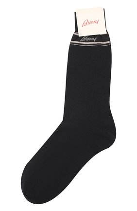 Мужские носки из шерсти и шелка BRIONI темно-синего цвета, арт. 0VMC00/08Z07 | Фото 1 (Материал внешний: Шерсть; Кросс-КТ: бельё; Статус проверки: Проверена категория)