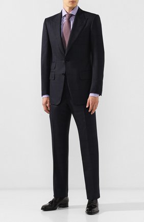Мужская хлопковая сорочка TOM FORD фиолетового цвета по цене 55350 руб., арт. 6FT647/94S1AX | Фото 2 Мужская хлопковая сорочка TOM FORD фиолетового цвета, арт. 6FT647/94S1AX | Фото 2 (Рукава: Длинные; Статус проверки: Проверено, Проверена категория; Мужское Кросс-КТ: Сорочка-одежда; Материал внешний: Хлопок; Длина (для топов): Стандартные; Случай: Формальный; Принт: Клетка; Манжеты: На пуговицах; Воротник: Акула)
