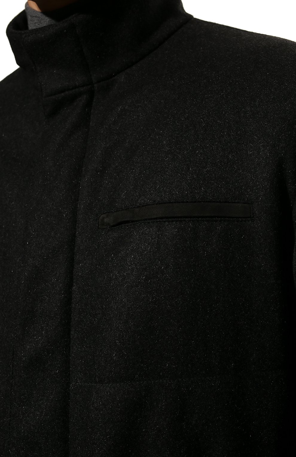 Мужская кашемировая куртка KITON темно-серого цвета, арт. UW0608MV03S04 | Фото 5 (Кросс-КТ: Куртка; Мужское Кросс-КТ: шерсть и кашемир, Верхняя одежда; Материал внешний: Шерсть, Кашемир; Рукава: Длинные; Длина (верхняя одежда): До середины бедра; Материал подклада: Синтетический материал; Статус проверки: Проверена категория)