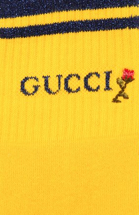 Женские хлопковые носки GUCCI желтого цвета по цене 9200 руб., арт. 579316/3GD70 | Фото 2 Женские хлопковые носки GUCCI желтого цвета, арт. 579316/3GD70 | Фото 2