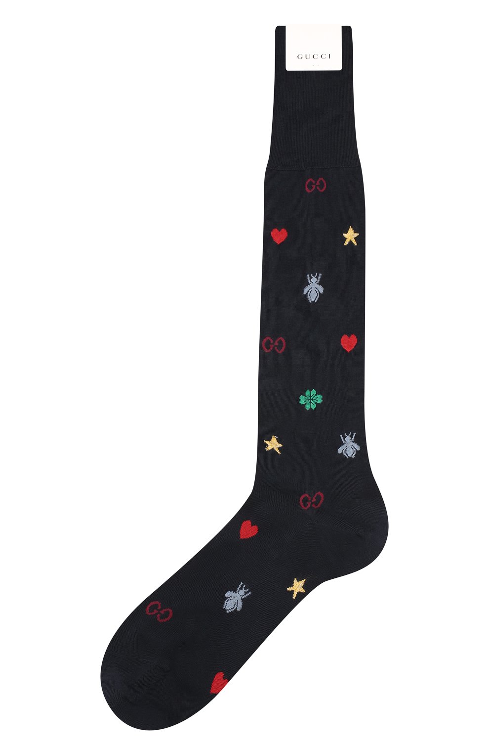 Мужские хлопковые носки GUCCI черного цвета, арт. 580824/4G068 | Фото 1 (Кросс-КТ: бельё; Материал внешний: Хлопок; Статус проверки: Проверена категория)
