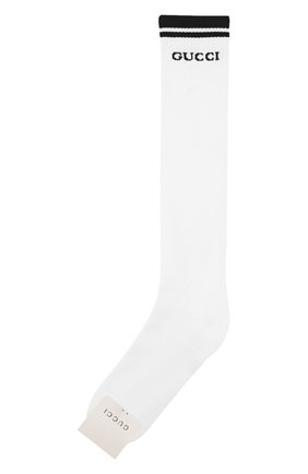 Мужские хлопковые носки GUCCI белого цвета, арт. 497462/4G293 | Фото 1 (Материал внешний: Хлопок; Статус проверки: Проверена категория, Проверено; Кросс-КТ: бельё)