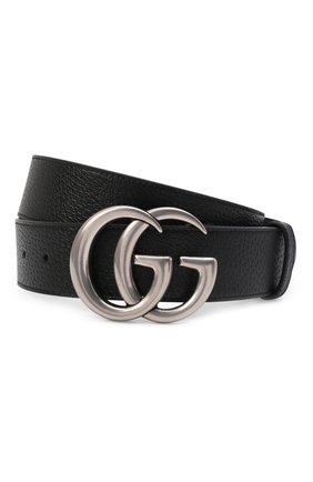 Мужской черный кожаный ремень GUCCI 