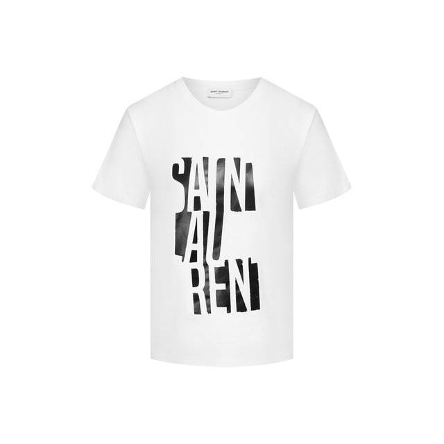 Хлопковая футболка Saint Laurent белого цвета