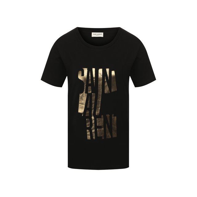 Хлопковая футболка Saint Laurent Чёрный 577070/YBJJ2 5421893