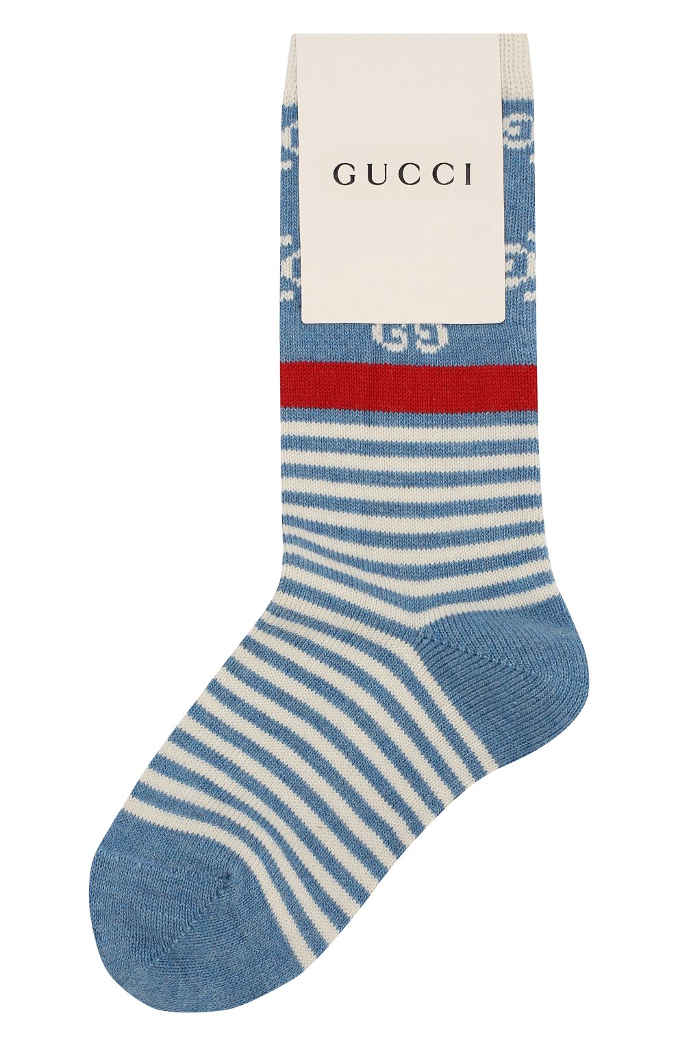 Детские хлопковые носки GUCCI голубого цвета, арт. 556637/3K111 | Фото 1