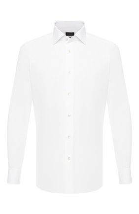 Мужская хлопковая сорочка ERMENEGILDO ZEGNA белого цвета по цене 46950 руб., арт. 601503/9MS0BR | Фото 1 Мужская хлопковая сорочка ERMENEGILDO ZEGNA белого цвета, арт. 601503/9MS0BR | Фото 1 (Мужское Кросс-КТ: Сорочка-одежда; Материал внешний: Хлопок; Статус проверки: Проверена категория, Проверено; Рукава: Длинные; Длина (для топов): Стандартные; Случай: Формальный; Принт: Однотонные; Манжеты: На пуговицах; Воротник: Кент)