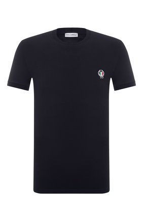 Мужская хлопковая футболка DOLCE & GABBANA темно-синего цвета, арт. M8C03J/FUECG | Фото 1 (Материал внешний: Хлопок; Длина (для топов): Стандартные; Рукава: Короткие; Мужское Кросс-КТ: Футболка-белье; Кросс-КТ: домашняя одежда; Статус проверки: Проверена категория)