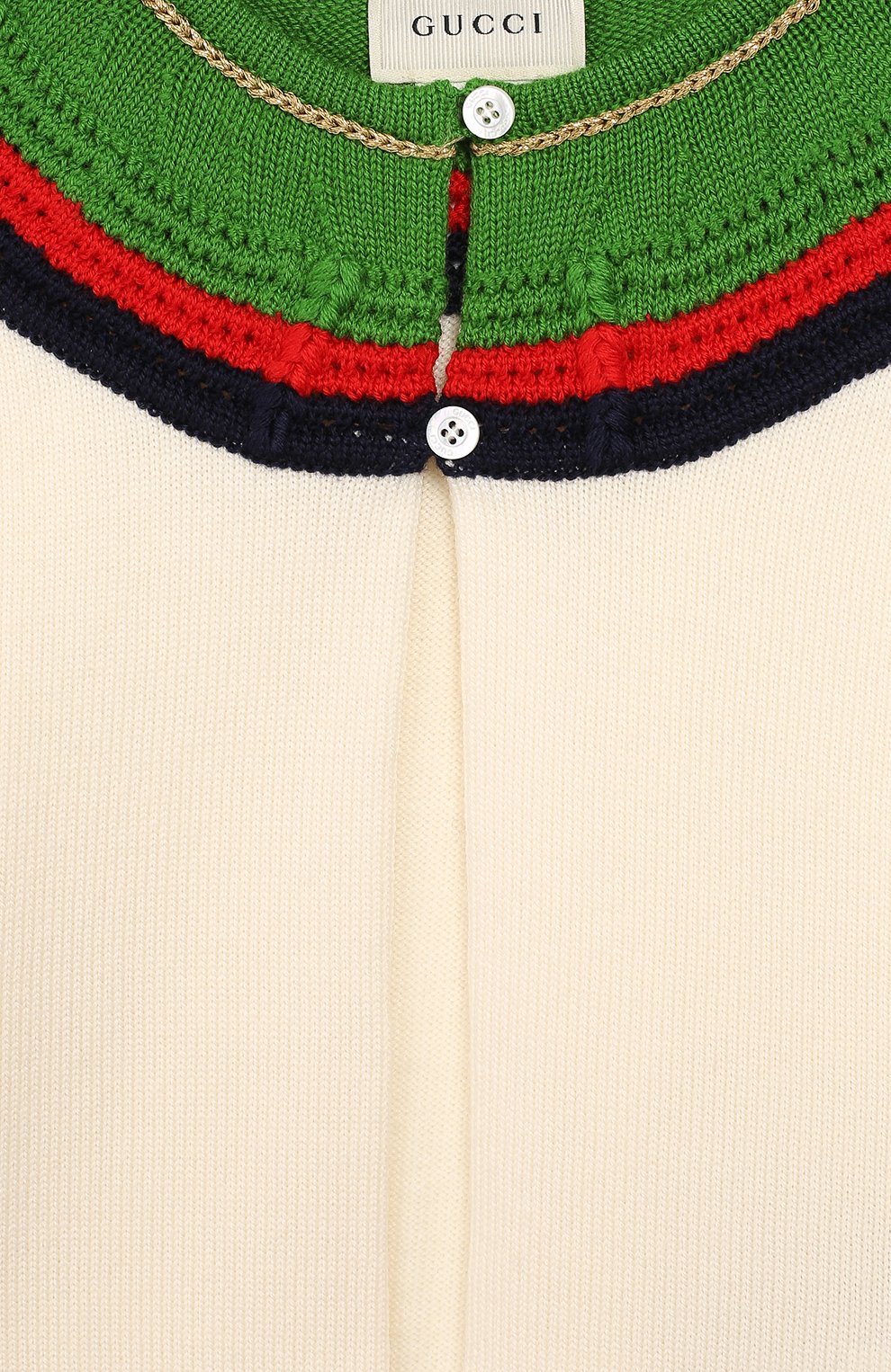 Детский шерстяной кардиган GUCCI белого цвета по цене 24500 руб., арт. 571711/XKATT | Фото 3 Детский шерстяной кардиган GUCCI белого цвета, арт. 571711/XKATT | Фото 3