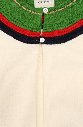 Детский шерстяной кардиган GUCCI белого цвета по цене 24500 руб., арт. 571711/XKATT | Фото 3 Детский шерстяной кардиган GUCCI белого цвета, арт. 571711/XKATT | Фото 3