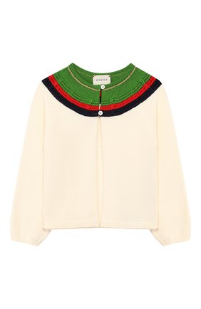 Детский шерстяной кардиган GUCCI белого цвета по цене 39950 руб., арт. 571711/XKATT | Фото 1 Детский шерстяной кардиган GUCCI белого цвета, арт. 571711/XKATT | Фото 1 (Статус проверки: Проверено, Проверена категория; Кросс-КТ НВ: Кардиганы; Ростовка одежда: 12 мес | 80 см, 18 мес | 86 см, 24 мес | 92 см, 0 - 3 мес | 50 - 60 см, 36 мес | 98 см, 3 мес | 62 см, 9 мес | 74 см)