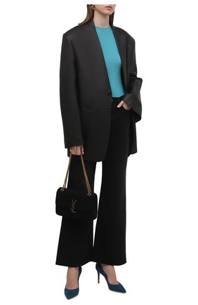 Женская шелковая футболка RALPH LAUREN бирюзового цвета по цене 53250 руб., арт. 290710199 | Фото 2 Женская шелковая футболка RALPH LAUREN бирюзового цвета, арт. 290710199 | Фото 2