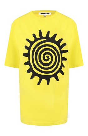 Женская хлопковая футболка MCQ SWALLOW желтого цвета, арт. 494256/RNJ47 | Фото 1 (Длина (для топов): Стандартные; Статус проверки: Проверена категория; Рукава: Короткие; Материал внешний: Хлопок; Рукава от горловины: Короткие; Силуэт Ж (для верхов): Оверсайз; Женское Кросс-КТ: Футболка-одежда; Стили: Кэжуэл; Принт: С принтом)