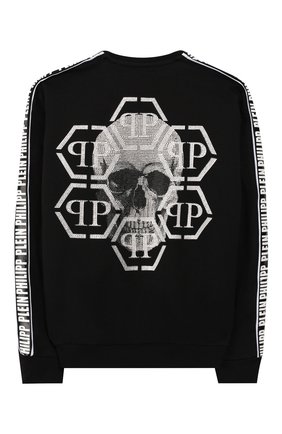 Детский хлопковый свитшот PHILIPP PLEIN черно-белого цвета по цене 22500 руб., арт. BJO0107 | Фото 2 Детский хлопковый свитшот PHILIPP PLEIN черно-белого цвета, арт. BJO0107 | Фото 2
