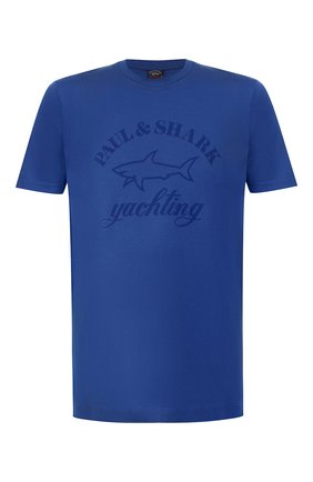 Мужская хлопковая футболка PAUL&SHARK синего цвета по цене 10950 руб., арт. C0P1007 | Фото 1 Мужская хлопковая футболка PAUL&SHARK синего цвета, арт. C0P1007 | Фото 1