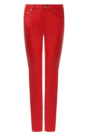 Женские кожаные брюки SAINT LAURENT красного цвета по цене 221500 руб., арт. 496409/Y5RH2 | Фото 1 Женские кожаные брюки SAINT LAURENT красного цвета, арт. 496409/Y5RH2 | Фото 1