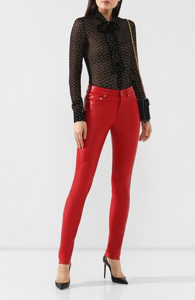 Женские кожаные брюки SAINT LAURENT красного цвета по цене 221500 руб., арт. 496409/Y5RH2 | Фото 2 Женские кожаные брюки SAINT LAURENT красного цвета, арт. 496409/Y5RH2 | Фото 2