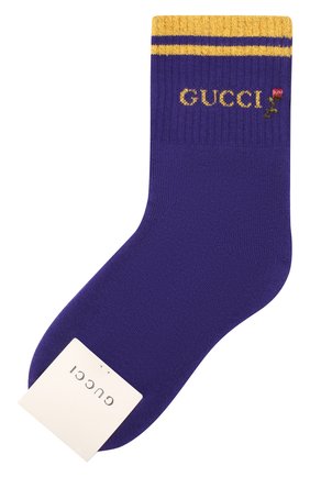 Женские хлопковые носки GUCCI фиолетового цвета по цене 9200 руб., арт. 579316/3GD70 | Фото 1 Женские хлопковые носки GUCCI фиолетового цвета, арт. 579316/3GD70 | Фото 1