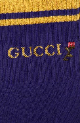 Женские хлопковые носки GUCCI фиолетового цвета по цене 9200 руб., арт. 579316/3GD70 | Фото 2 Женские хлопковые носки GUCCI фиолетового цвета, арт. 579316/3GD70 | Фото 2