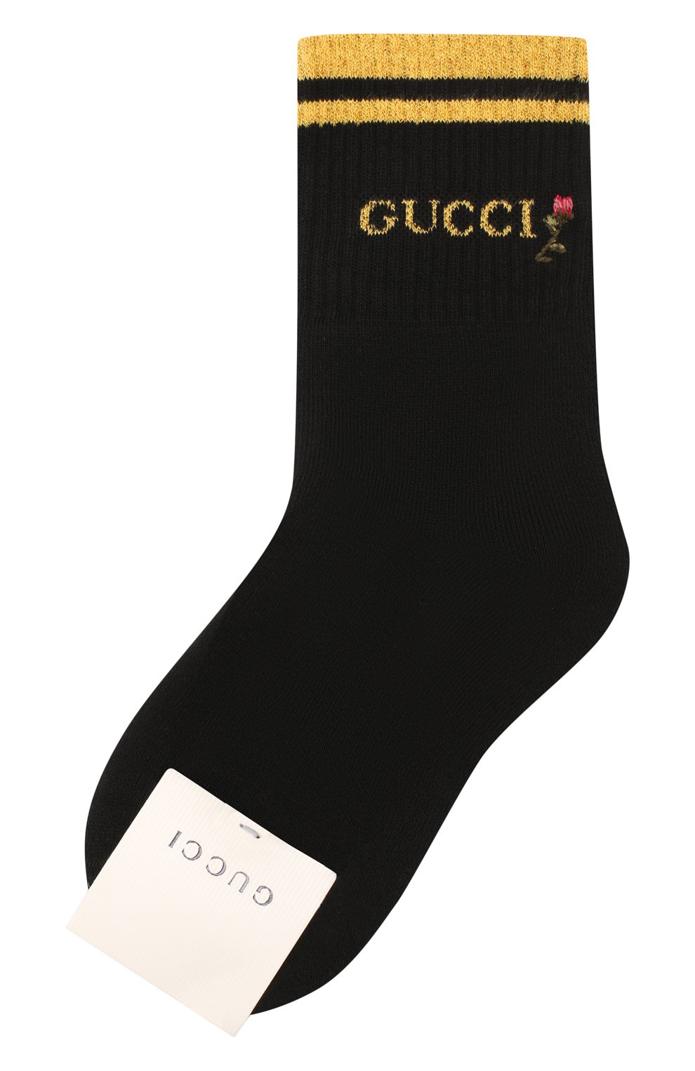 Женские хлопковые носки GUCCI черного цвета, арт. 579316/3GD70 | Фото 1