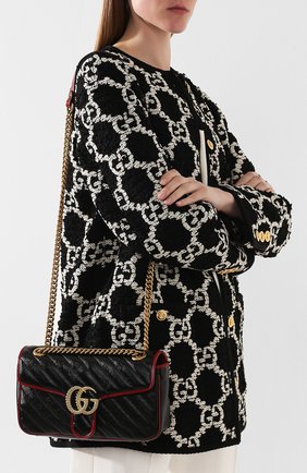 Женская сумка gg marmont GUCCI черная цвета, арт. 443497/00LFX купить в ЦУМ | Фото №5 Сумка GG Marmont Gucci черная цвета | Фото №5