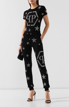 Женская хлопковая футболка PHILIPP PLEIN черного цвета по цене 58500 руб., арт. WTK1559 | Фото 2 Женская хлопковая футболка PHILIPP PLEIN черного цвета, арт. WTK1559 | Фото 2