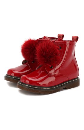 Детские кожаные ботинки MONNALISA красного цвета, арт. 834005M | Фото 1 (Материал внутренний: Натуральная кожа; Статус проверки: Проверено, Проверена категория; Материал внешний: Кожа)