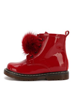 Детские кожаные ботинки MONNALISA красного цвета, арт. 834005M | Фото 2 (Материал внутренний: Натуральная кожа; Статус проверки: Проверено, Проверена категория; Материал внешний: Кожа)