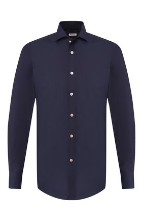 Мужская хлопковая сорочка KITON темно-синего цвета по цене 49500 руб., арт. UCIH0003106 | Фото 1 Мужская хлопковая сорочка KITON темно-синего цвета, арт. UCIH0003106 | Фото 1 (Статус проверки: Проверено, Проверена категория; Длина (для топов): Стандартные; Материал внешний: Хлопок; Рукава: Длинные; Мужское Кросс-КТ: Сорочка-одежда; Случай: Формальный; Принт: Однотонные; Манжеты: На пуговицах; Воротник: Акула)