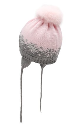 Детского шерстяная шапка с меховым помпоном CATYA розового цвета, арт. 923574/ADF | Фото 2 (Материал: Шерсть, Текстиль; Статус проверки: Проверено, Проверена категория)