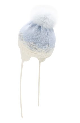 Детского шерстяная шапка с меховым помпоном CATYA голубого цвета, арт. 923574/AD | Фото 2 (Материал: Шерсть, Текстиль; Статус проверки: Проверена категория, Проверено)