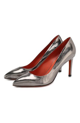 Женская кожаные туфли SANTONI серебряного цвета по цене 41300 руб., арт. WDNT57627HI2RIPUD75 | Фото 1 Женская кожаные туфли SANTONI серебряного цвета, арт. WDNT57627HI2RIPUD75 | Фото 1