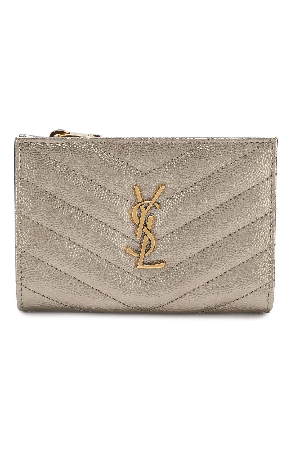 Женские кожаное портмоне monogram SAINT LAURENT серебряного цвета, арт. 575974/03X07 | Фото 1
